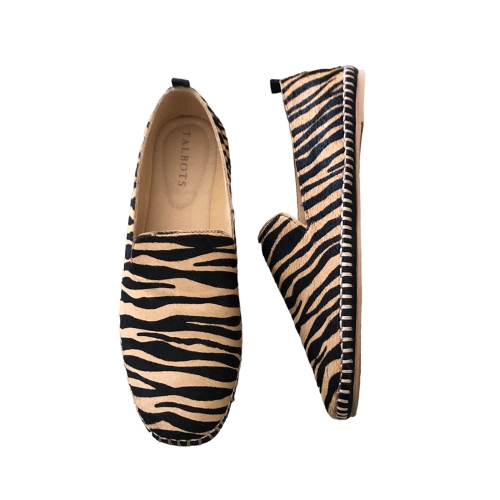 Talbots Calf Hair Tan/Black Slip On Flat Shoes Size 8:5M